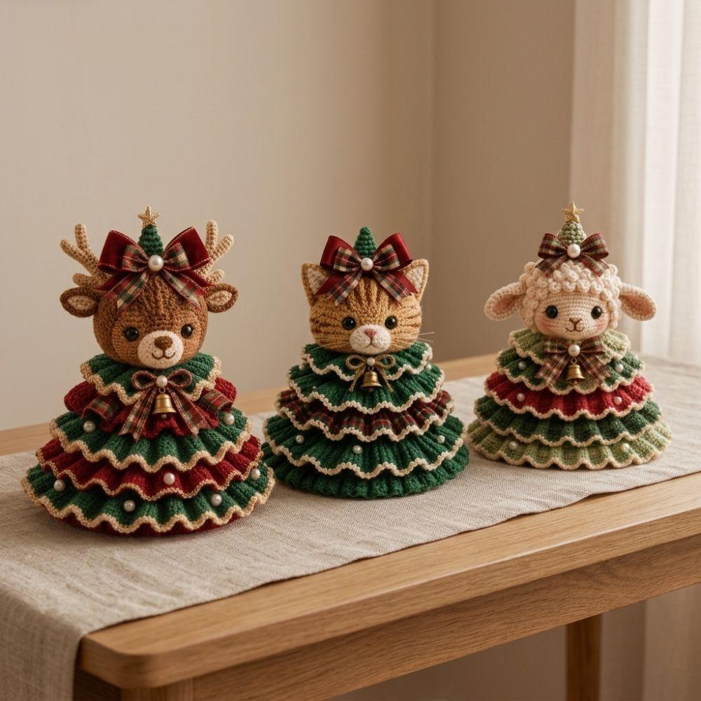 with Beads Bell Crochet Animal Christmas Tree Kit Animal Xmas Tree DIY Kit for Craft Lovers