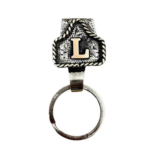 Western Cowboy Letter Keychain Vintage Initial A-Z Key Clip Metal Key Chain Belt Keyring Denim Style Accessory