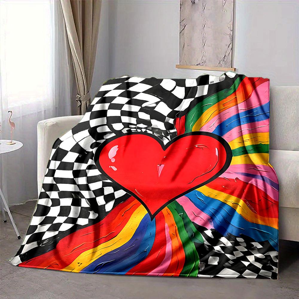 1pc Heartbeat, Rainbow Wave Blanket Warm, Cozy, And Soft, Suitable for Sofas, Beds, Cars, And Office Use.Perfect for Camping And Travel, Making It a G