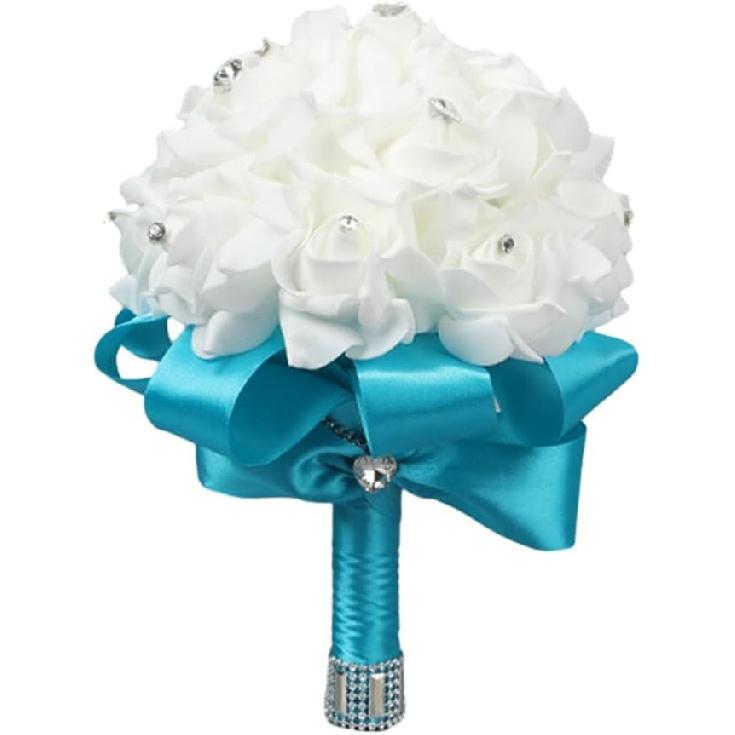 Hand Flower Toss Rose Wedding Pe Foam Simulation Bouquet Sparkling Rhinestone Jewelry Hand Flower Toss Bouquet Diamond