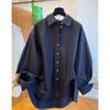 2026 Korean Artistic Solid Color Irregular Loose Plus Size Long Sleeve Shirt for Women