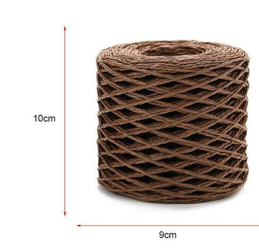 200 Meter Natural Raffia Straw Yarn For Hand Knit Crochet Summer Straw Hat Handbag Cushion Baskets Knitting 2mm Colorful Threads