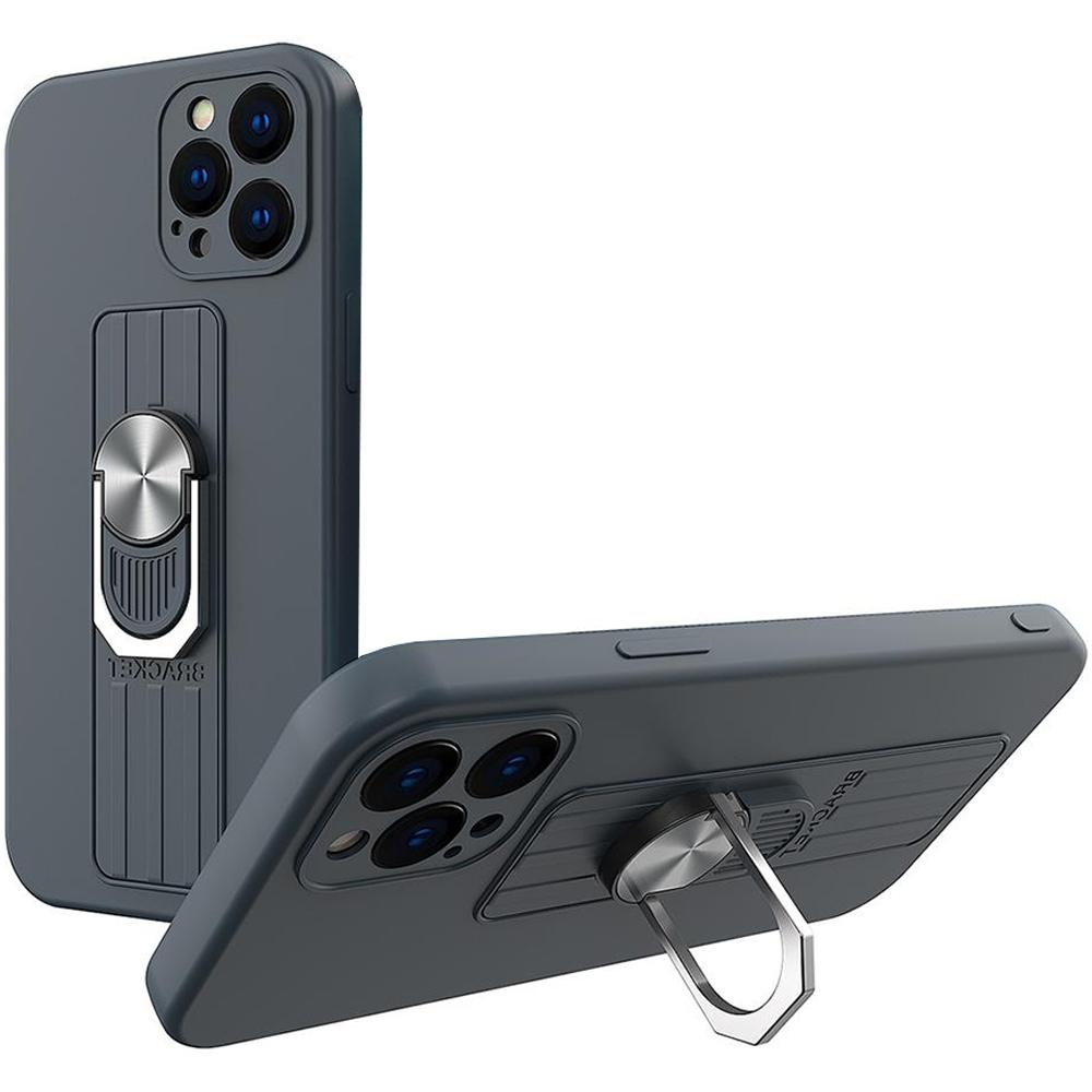 Ring Case Silikonowe Etui Z Uchwytem Na Palec I Podstawką Do Samsung Galaxy A32 5G Ciemnoniebieski