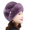Women's Winter Imitation Mink Fur Leather Hat - Fashionable Warm Headdress for Middle-Aged and Elderly