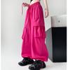 Pantaloni da lavoro solidi con coulisse a gamba larga per le donne Pantaloni sportivi dritti alla moda Pantaloni casual da ufficio Lady Y2K Streetwear Pantaloni larghi Donna 24207