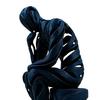Abstract Thinker Ornament 3D Printed Matte White Sculpture Living Room Sculpture for Desktop