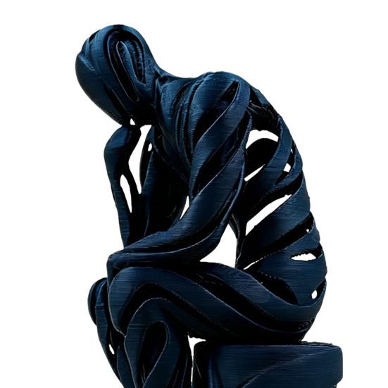 Abstract Thinker Ornament 3D Printed Matte White Sculpture Living Room Sculpture for Desktop