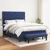Slatted Bed Base with Mattress - Maison Exclusive - 140x200 Cm - Adjustable Headboard - Blue Fabric