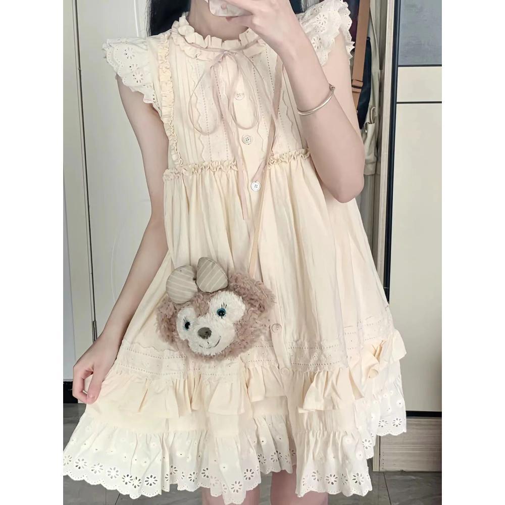 Sweet Little Flying Sleeve Dress Temperament New Women's Summer Small Fugitive Princess Chic Puffy Short Dress
