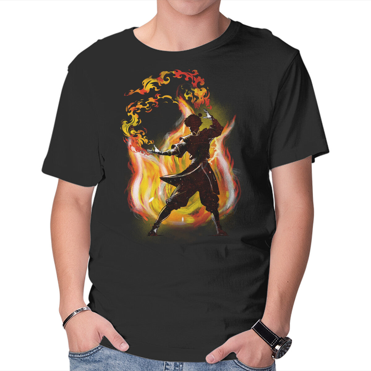 Unisex Crew Neck T-Shirt Dancing With Fire Graphic Short Sleeve Casual Tee XL