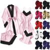 Women's 4,piece Satin Pajama Set, Soft Satin Sleepwear Set