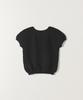 Tudument Puff Sleeve Round Neck Knit Top Black