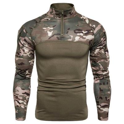 Mens Camouflage Long Sleeved Stand Neck T-shirts