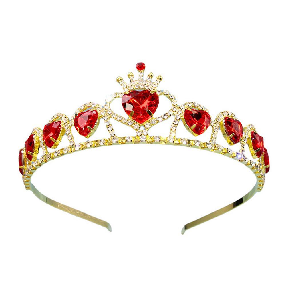 1pc Red Crown Shaped Birthday Gift Princess Headband Elegant Party Headwear Accessory Fashionable Women Royal Hair Decoration