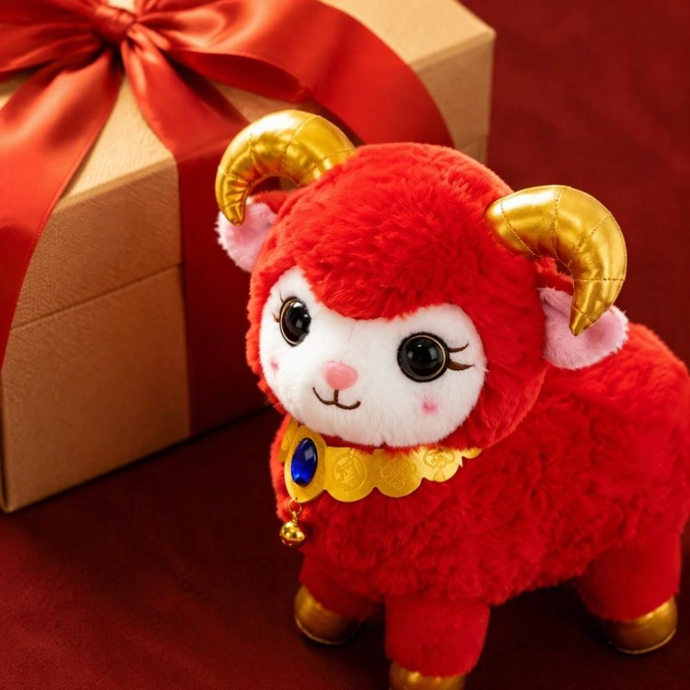 Cartoon Plush Animal Toy Chinese Style Stuffed Lamb Doll Sheep Mascot Doll Chinese New Year Gift