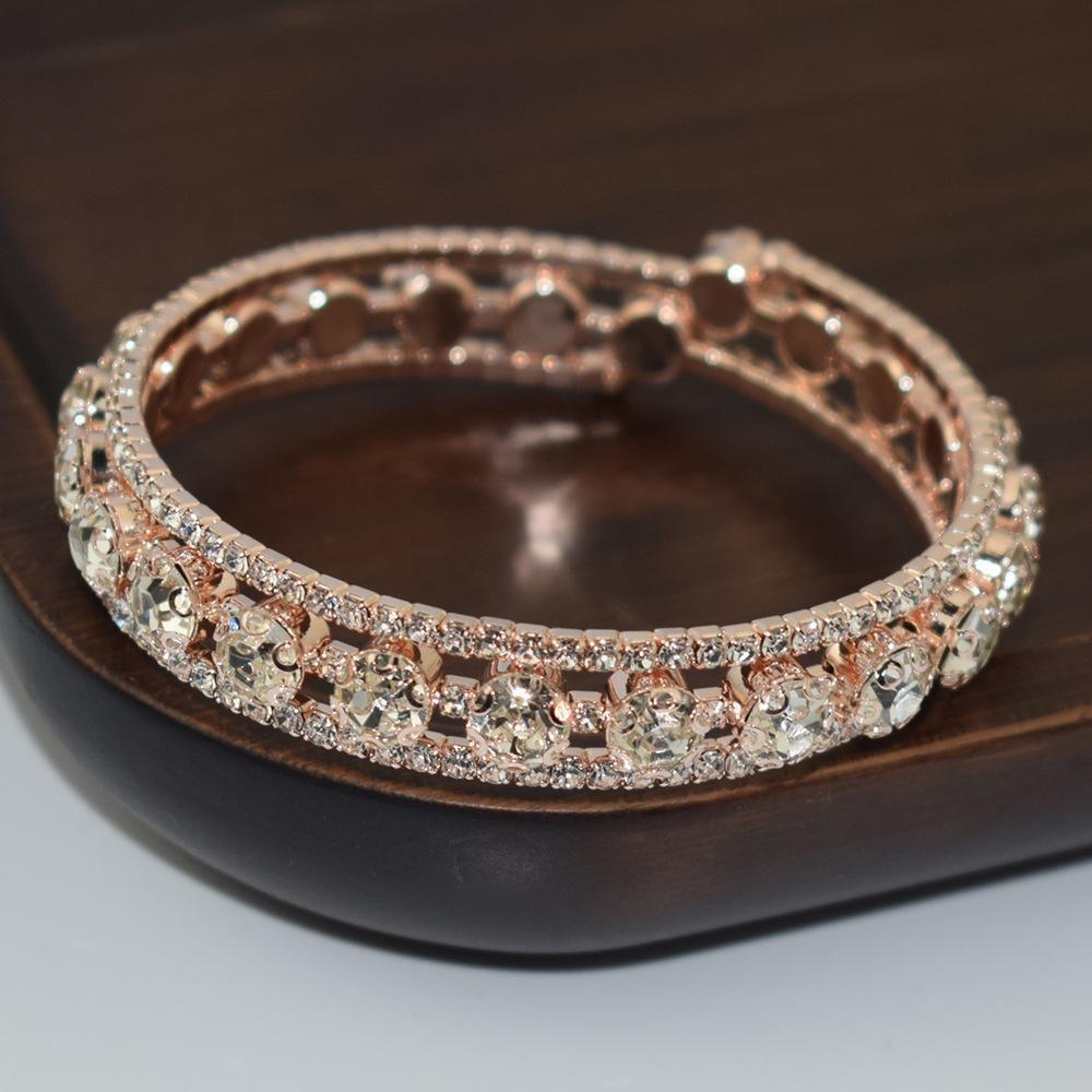 Versatile Studded Full Wrapped Open Bangle Bracelet for Women