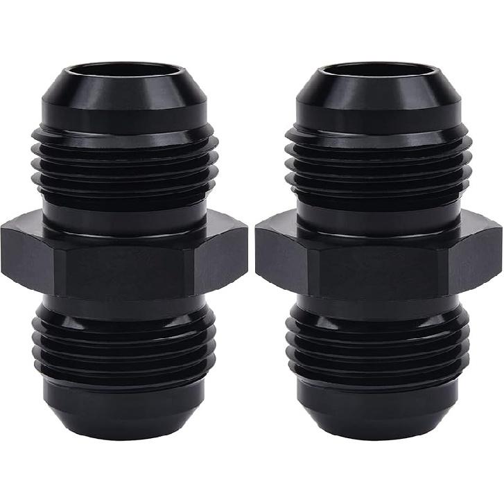 EVIL ENERGY 6AN Male to Male Flare Coupler Union Straight Fuel Hose Adapter Fitting Black 2PCS