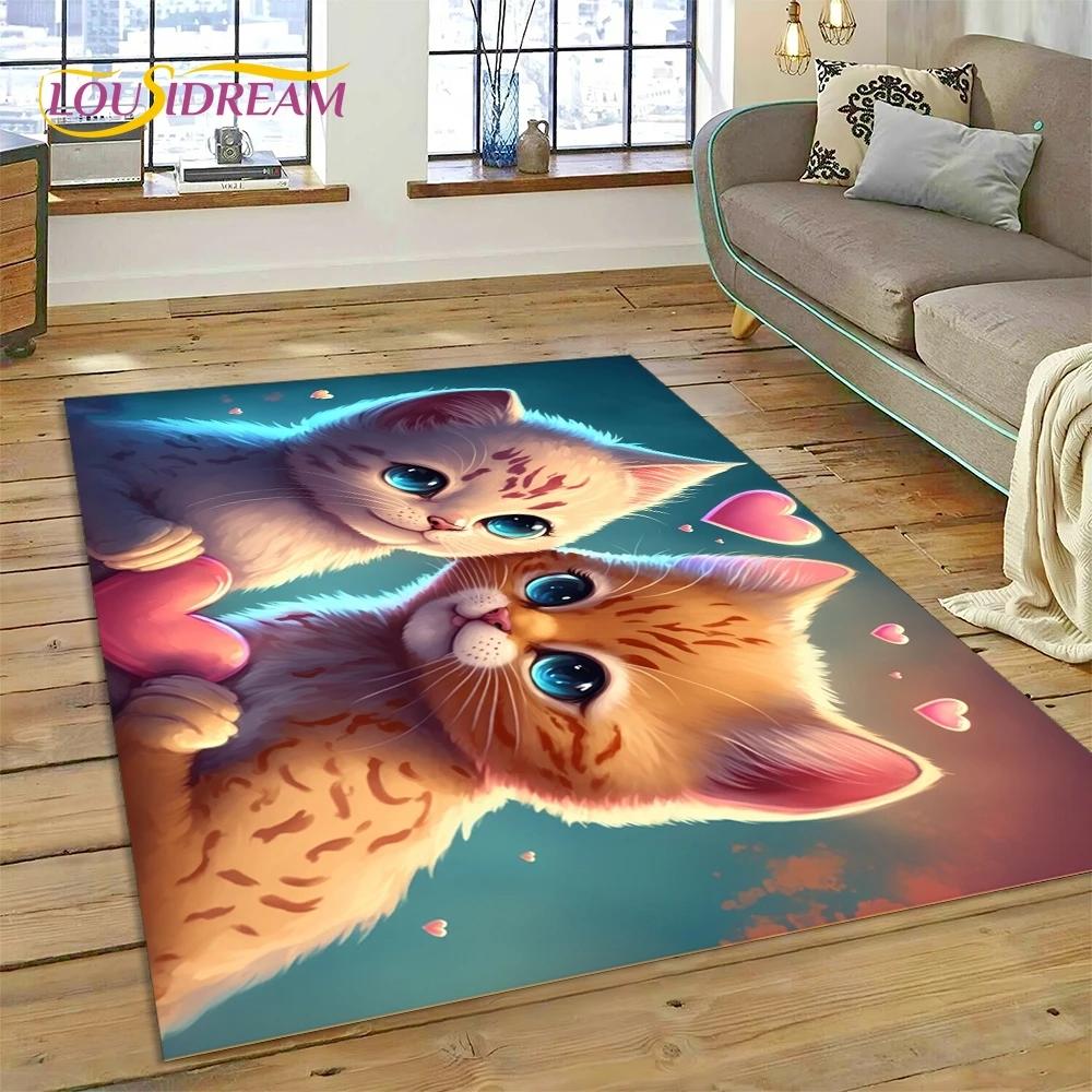 3D Persian Cat,Cute Calico Cat,Ragdoll Cartoon Rug Carpet for Living Room Bedroom Home Decor,Non-slip for Sofa  Doormat Gift Kid