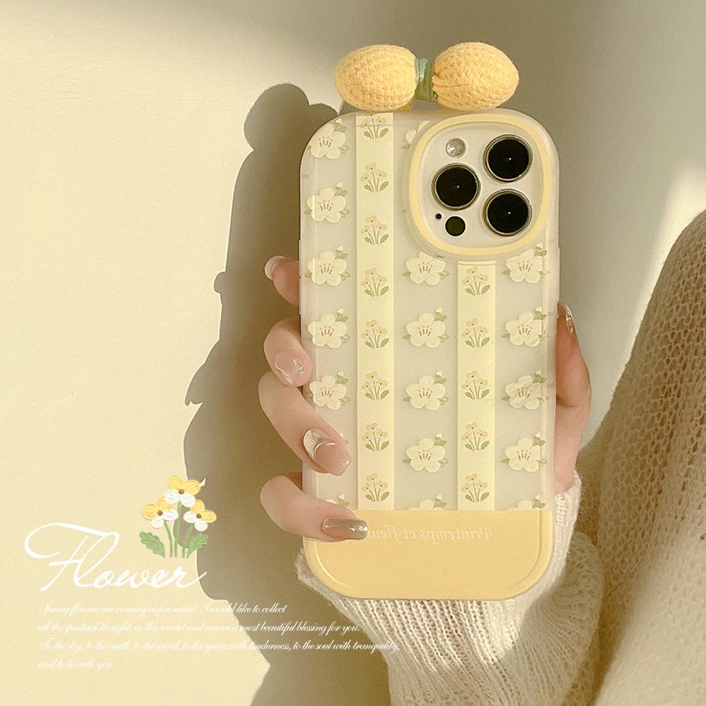 Small Fresh Flowers 12 Suitable for Iphone15pro Max Apple 8 Mobile Phone Case 16 Soft 15 Bow Xs Set 13