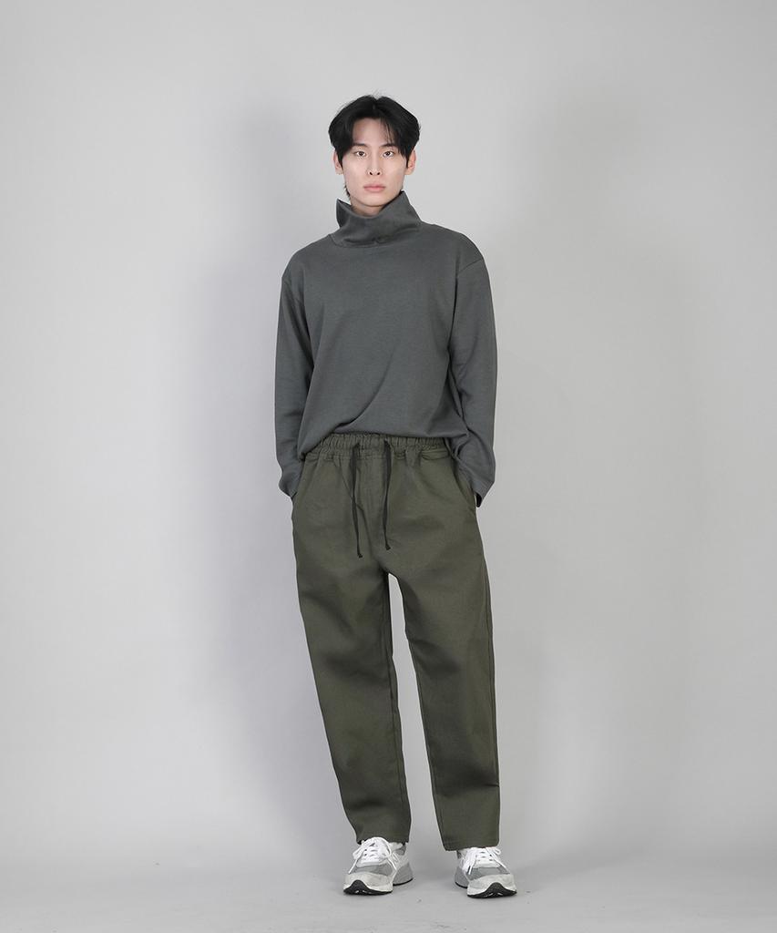 Seinteukeulu Plain Tapered Cotton Pants Rtp-380 Khaki