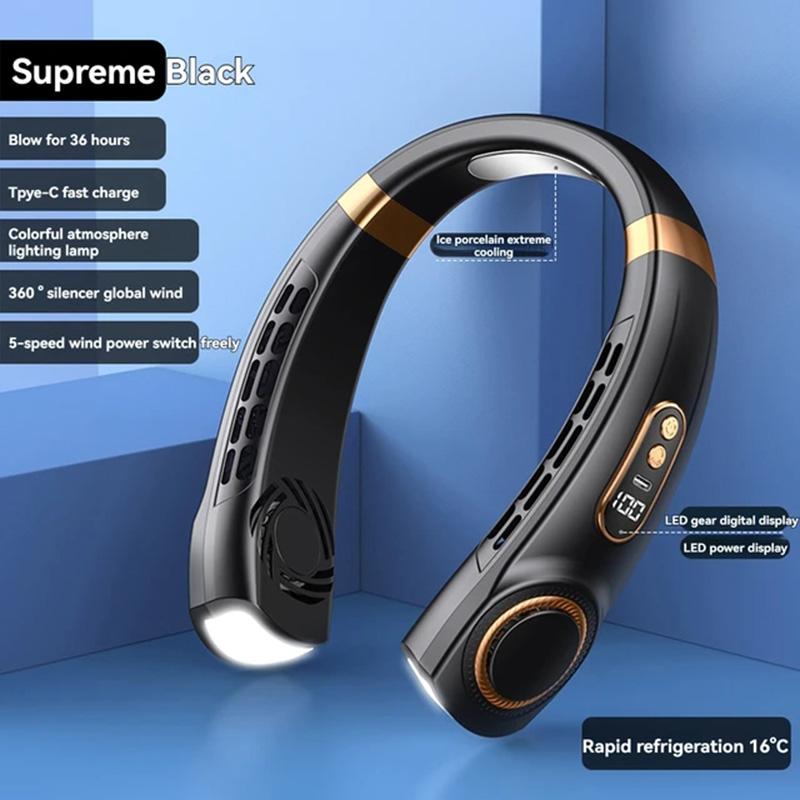 

2025 New Outdoors Portable Halterneck Fan USB Handheld Silent Multi-function Bladeless Mini Electric Hanging Neck Fan чёрный