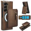 Odpinany Portfel Uchwyt na Karty Slot na Magnetyczne Etui Dla Dla Samsung Galaxy Z Fold 6 5 4 3 Fold 6 Z Fold Skórzane Etui z Zamkiem Błyskawicznym
