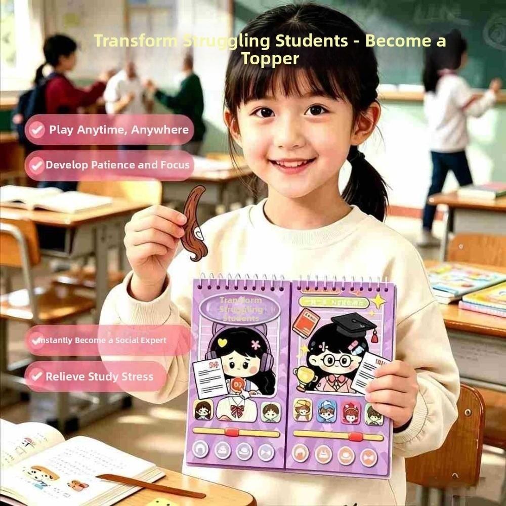 Renovation Family Members Character Dress-Up Sticker Book with Scraper Cartoon Quiet Book Children