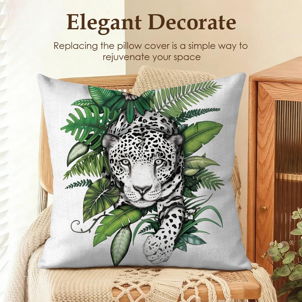 

Summer Style Leopard Cushion Cover Natural Linen Organic Fabric DoubleSided Printing Sofa Home Decor Gift Pillow Case 30x30cm