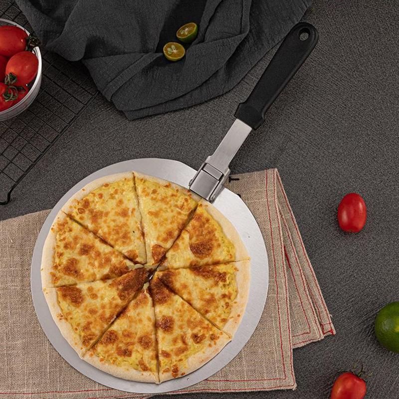 Pizza Shovel Spatula Plastic Handle Foldable Round Stainless Steel Cake Tools Accessories Non-Stick Pastry Paddle Kitchen Baking