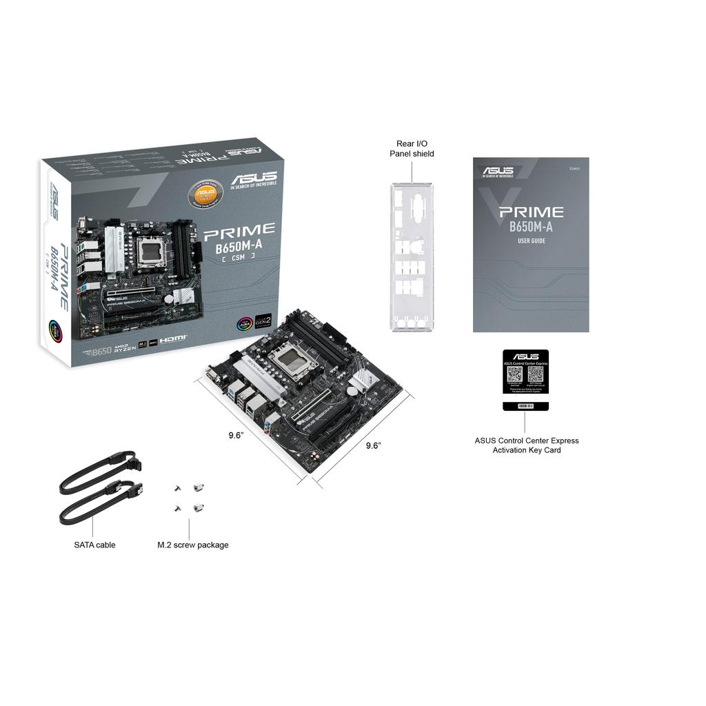 Asus AMD Socket AM5 Compatible B650M Chipset Motherboard PRIME Authorized Distributor Product Micro-ATX B650M-A/CSM/Domestic