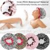 1PC Waterproof Shower Cap Double Layer Elastic Shower Hair Cover Reusable Wave Point Leopard Print Shower Cap Bathroom Supplies