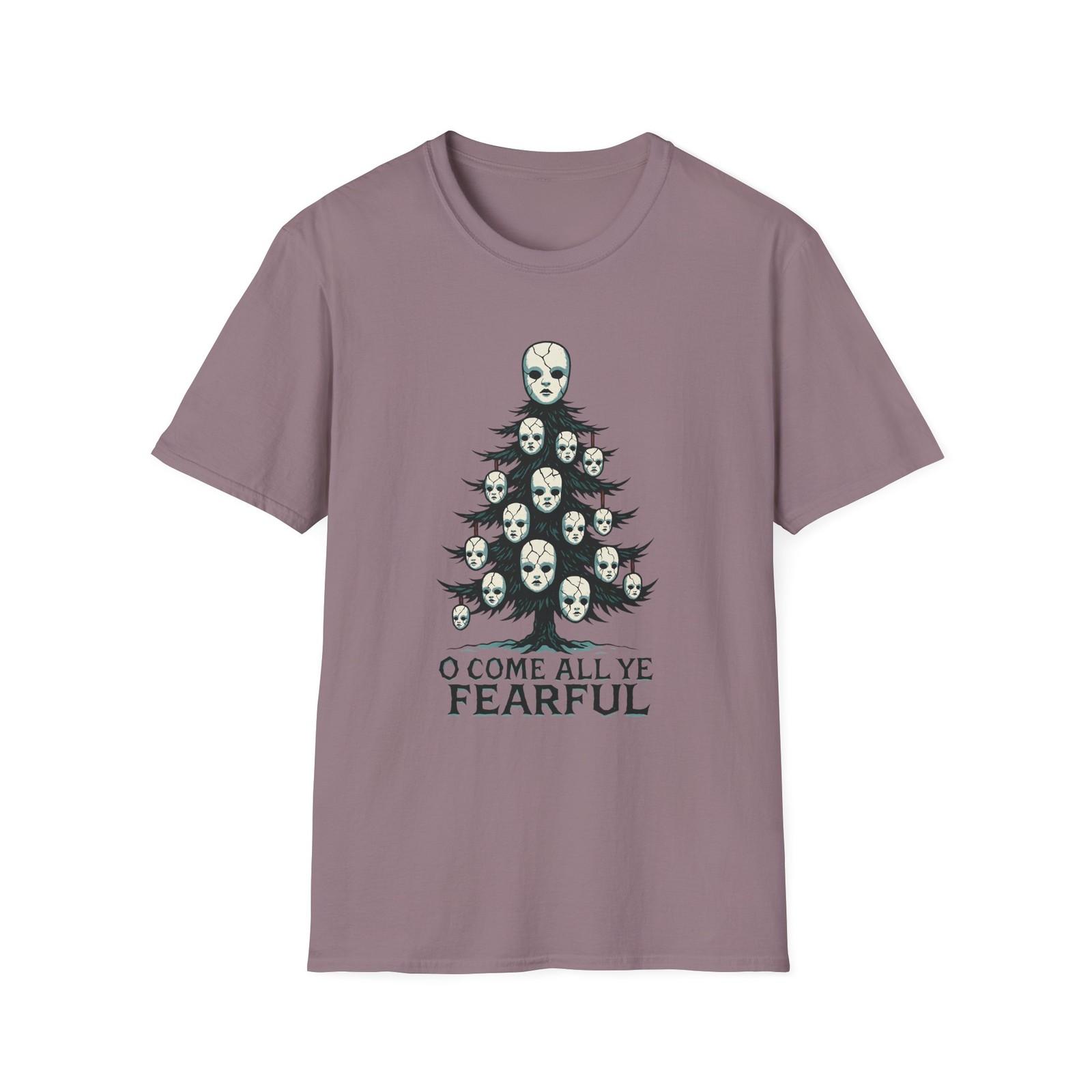 Unisex Softstyle T-Shirt Mens Womens Tees Top Porcelain Doll Mask Christmas Tree Horror Christmas XL