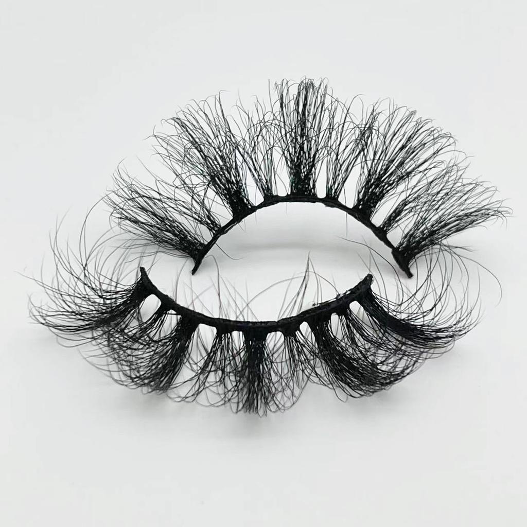 25mm Mink Eyelashes Russian Curly Eyelashes European And American Thick Messy Fried Hair False Eyelashes