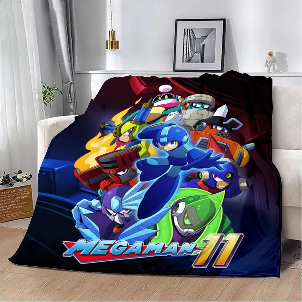 Cartoon Rockman Game Megaman Printed Blanket Picnic Blankets Warm Blanket Soft and Comfortable Blanket Home Travel Birthday Gift