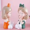 Face Pose Statue Cute Bunny Girl Statue Crafts Sculpture Yoga Pose Home Office Gift Decoration, Suitable As a Birthday Gift