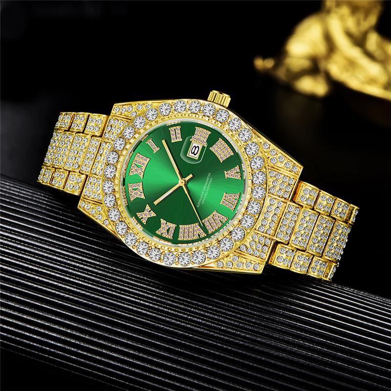 Men Genuine Big Brand Designer Watches Luxury Diamond Golden Fashion Alloy Band Calendar Quartz Gifts Watch Silver Reloj Hombre