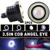 2x 3.5 Inch Round LED Fog Driving Light Spot Lamp w/ White Angel Eyes Halo Ring