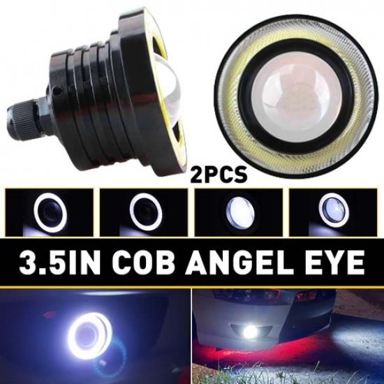 2x 3.5 Inch Round LED Fog Driving Light Spot Lamp w/ White Angel Eyes Halo Ring