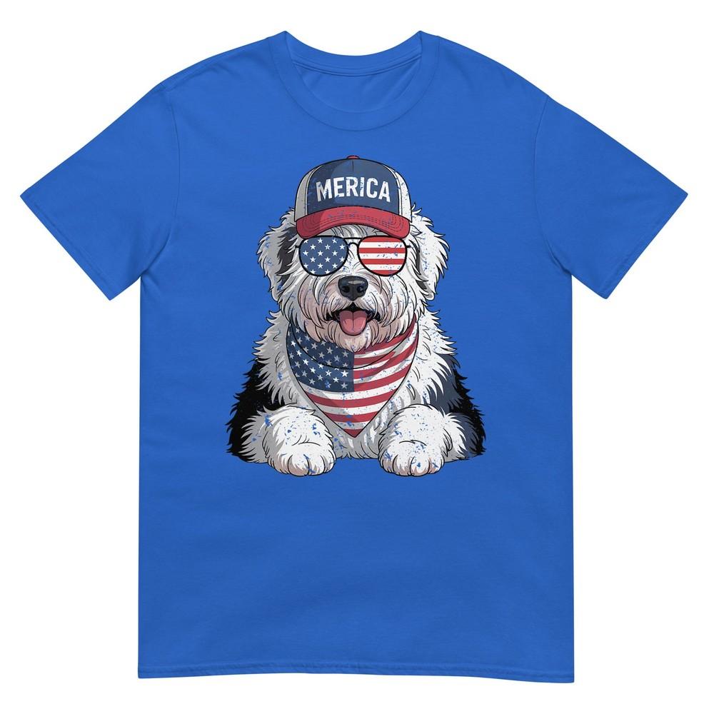 Old English Sheepdog 4th Of July Us American Flag Patriotic Tshirt