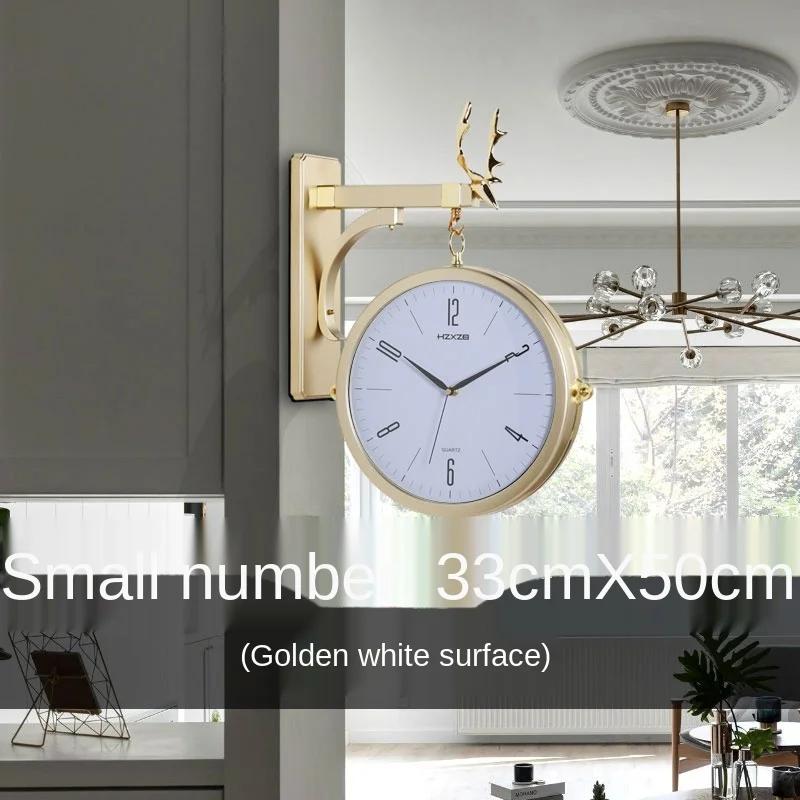 Double Sided Round Wall Mount Station Clocks Watchs Double Face Wall Clock Vintage Retro Home Decor Metal Frame Glass Dial Cover