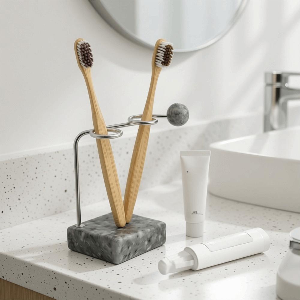 Resin Base Minimalist Toothbrush Holder Ventilated Pen Holder Creative Desktop Ornaments  Hotel