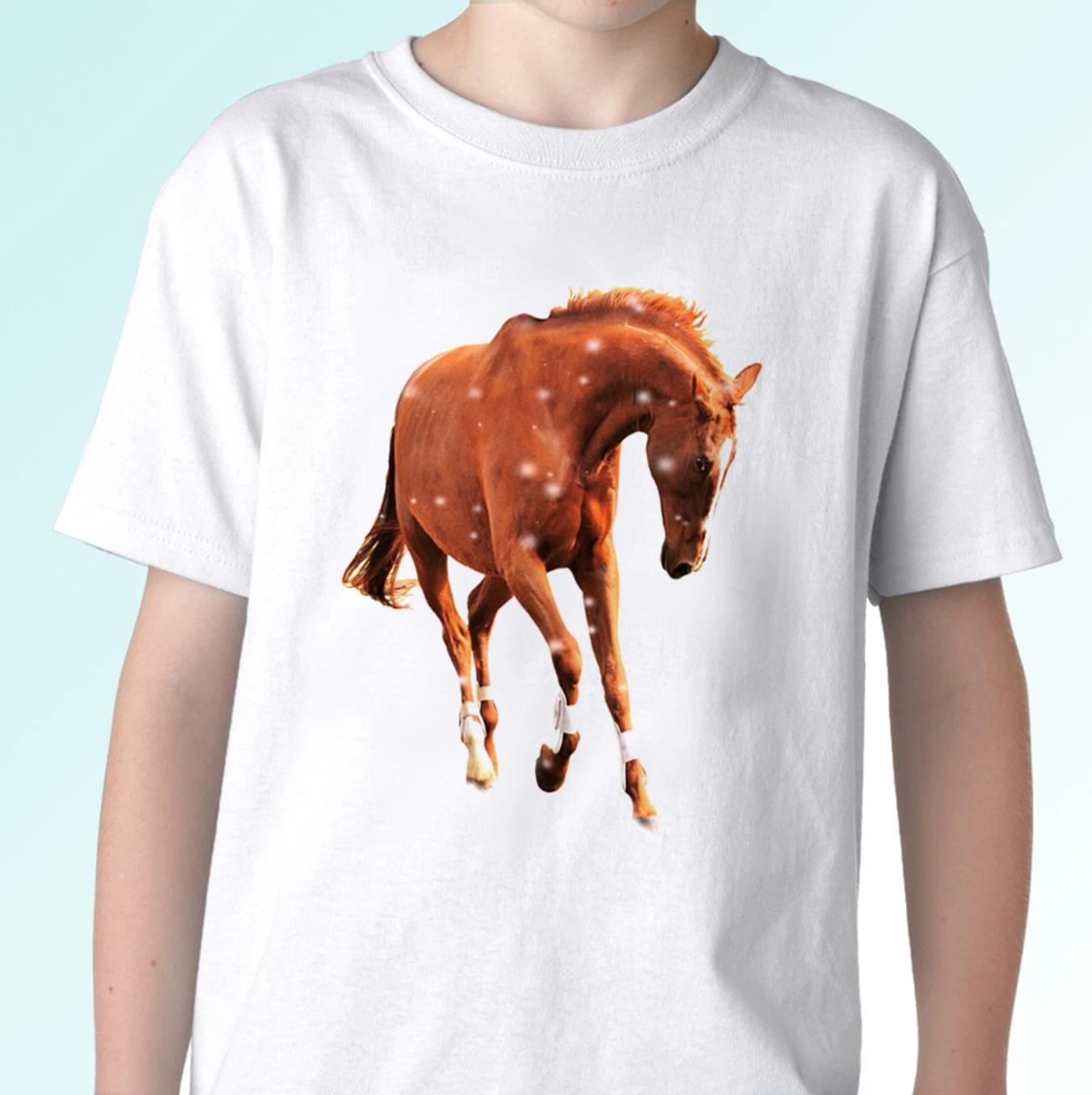 

Horse white kids boys T-Shirt animal tee top design - s s kids baby sizes 110