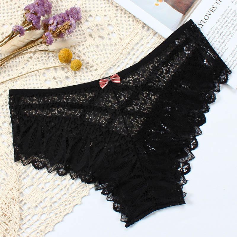 Sexy Panties Women Lace Low-waist Briefs Female Hollow Out Underwear Solid G String Lingerie Transparent Underpant