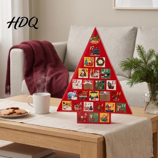 Christmas Tree Gift Box Advent Calendar Box DIY Surprising Shaped Paper Hole Punch Children Holiday Present Container Fillable Countdown for