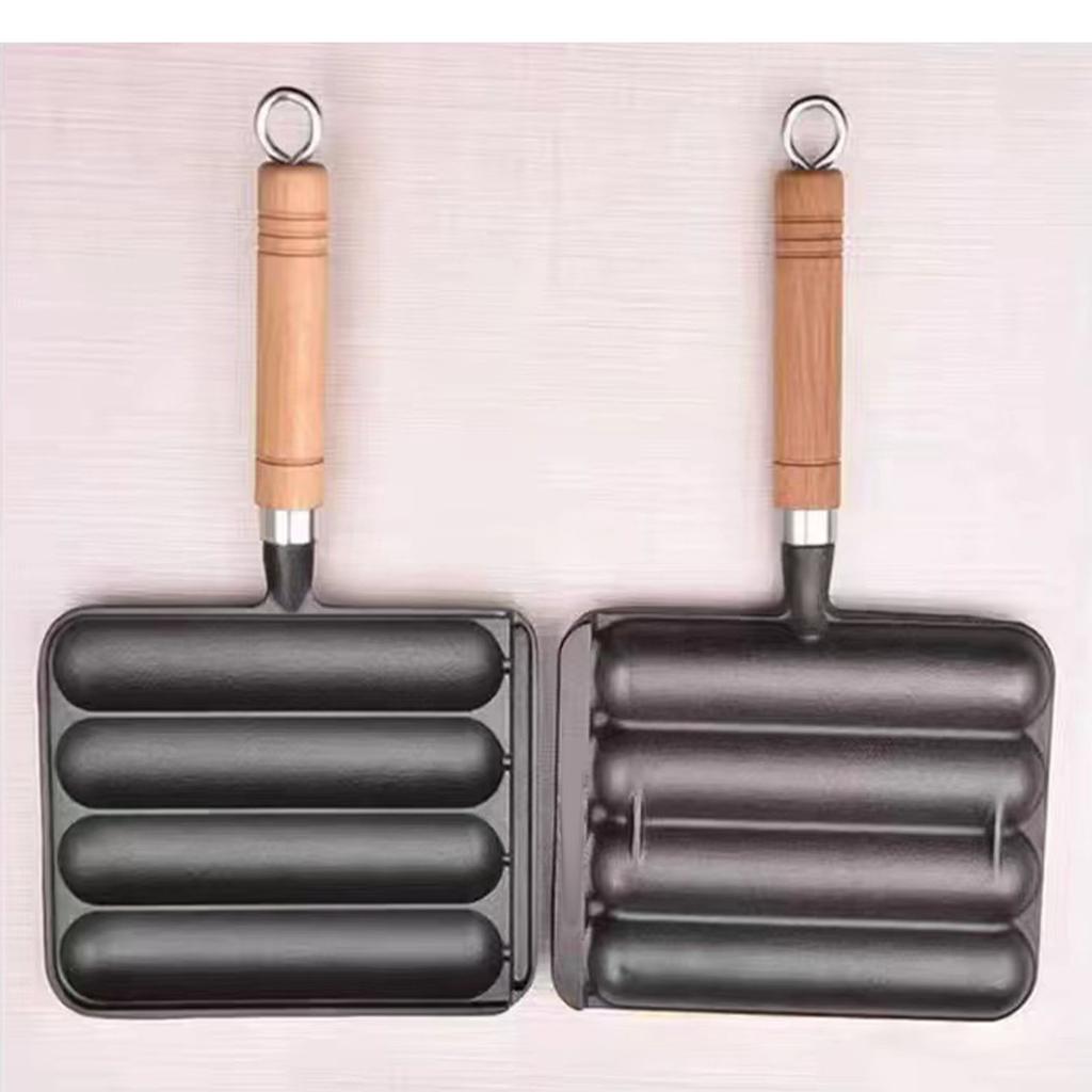 Sausage Grilling Pan Professional Efficient Prevents Stick Spill Proof Thickened Cast Iron Sausage Pan Hot Dog Grill