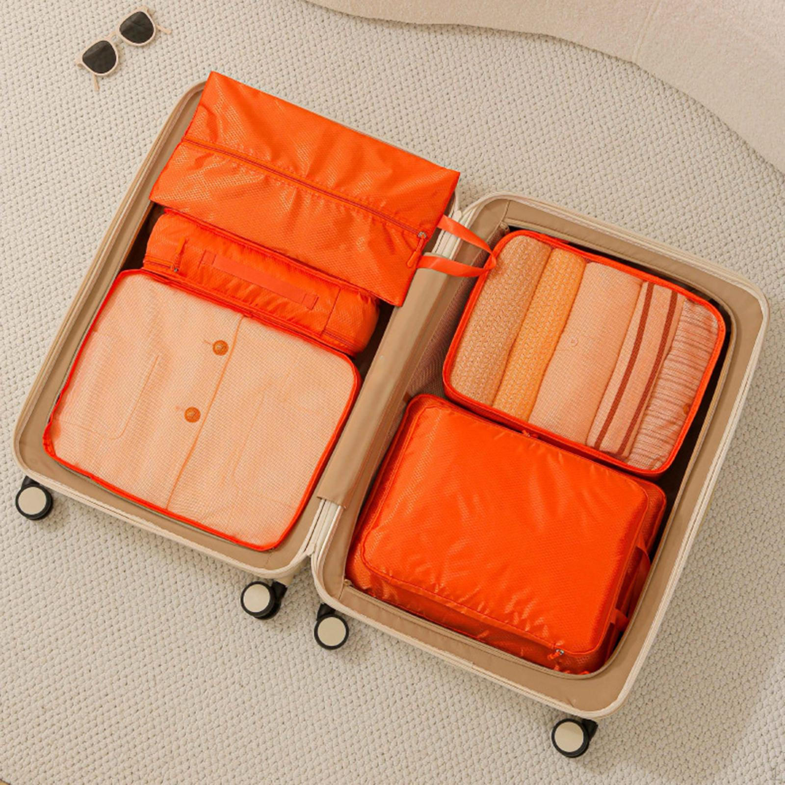 

6 Packing Cubes for Travel, Organizer Bags Luggage And Shoes, Ideal Camping Business помаранчевий