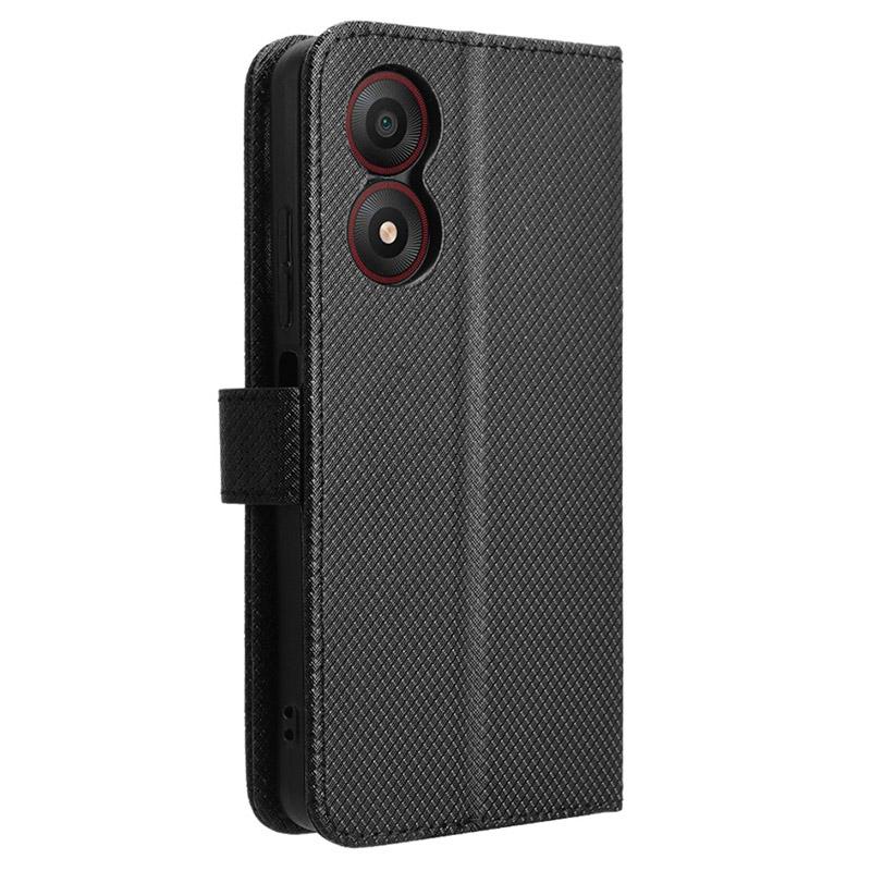 For ZTE Blade A34 Leather Case Wallet Phone Cover Diamond Texture