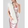178*15cm Double-Sided Plush Women's Faux Fur Collar Scarf Wrap Winter Neck Warmer Collar Ladies White Scarf
