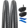 YunSCM Set of 2, 24x1.75 Tires, 24x1.75 47-507 Bicycle Tires + Tubes with 32mm Schrader Valves + Tire Levers, for 24-inch 1.75 Mountain Bikes, Y-1024