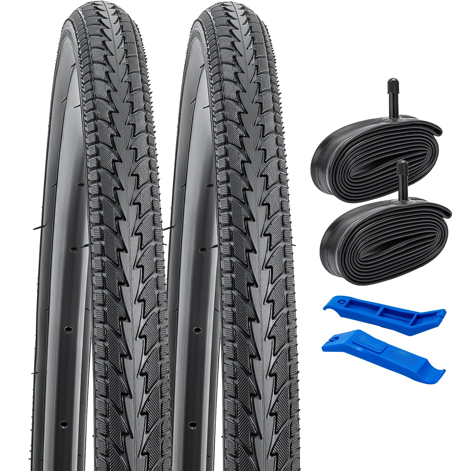 

YunSCM Set of 2, 24x1.75 Tires, 24x1.75 47-507 Bicycle Tires + Tubes with 32mm Schrader Valves + Tire Levers, for 24-inch 1.75 Mountain Bikes, Y-1024